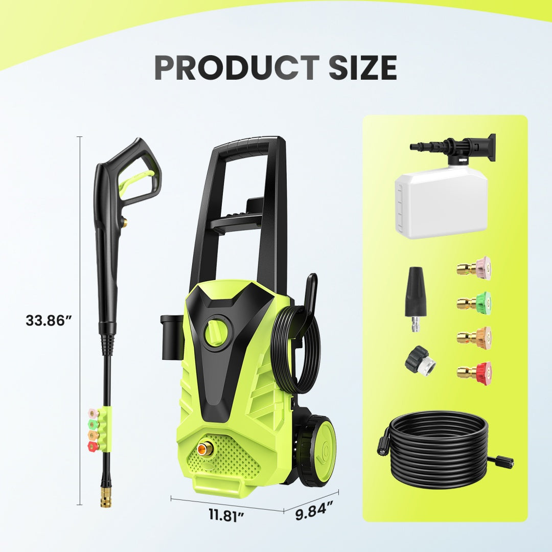 Electric Pressure Washer, High Pressure Cleaning Machine With Foam Cannon, 2.0 GPM Power Washer