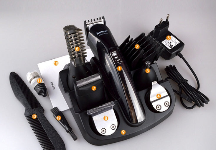 Kemei 6 in 1 Rechargeable Hair Trimmer Titanium Hair Clipper Electric Shaver Beard Trimmer Men Styling Tools Shaving Machine 600