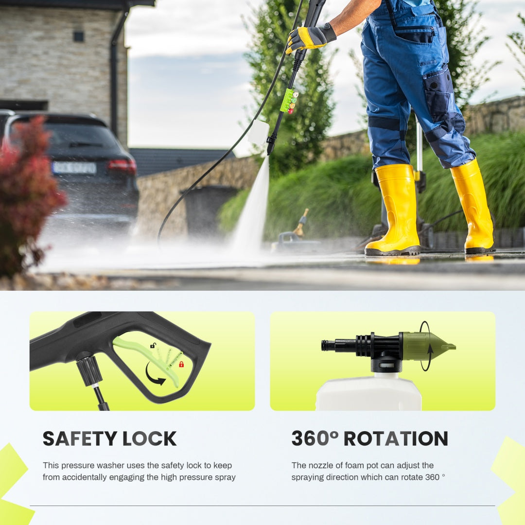 Electric Pressure Washer, High Pressure Cleaning Machine With Foam Cannon, 2.0 GPM Power Washer