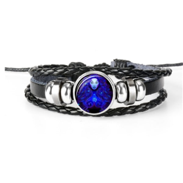 12 Zodiac Constellation Bracelet Luminous Braided Design Bracelet For Men Women Kids
