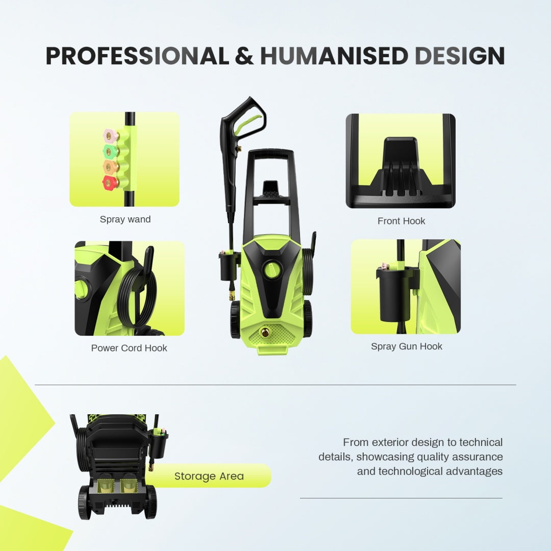 Electric Pressure Washer, High Pressure Cleaning Machine With Foam Cannon, 2.0 GPM Power Washer