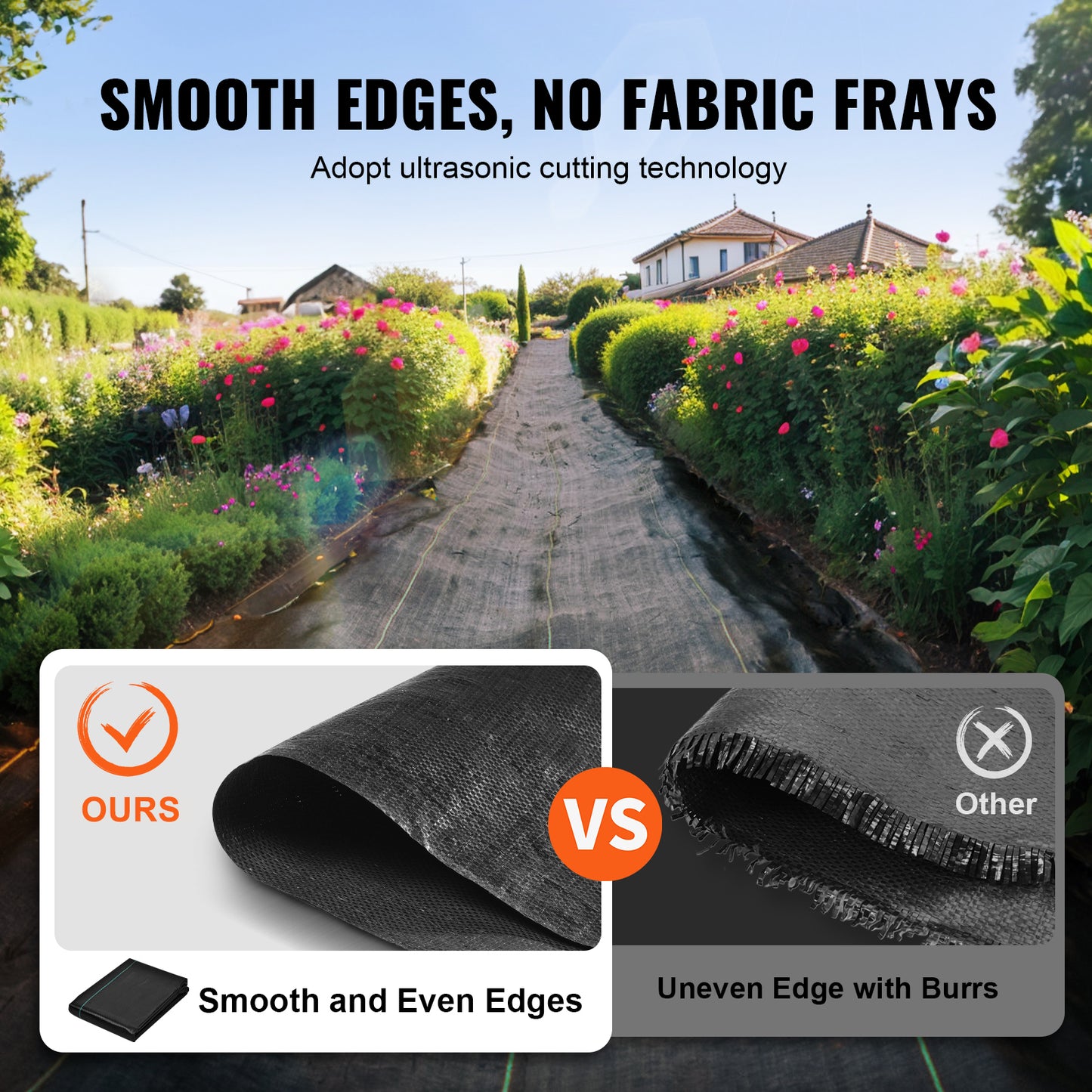 VEVOR Weed Barrier Landscape Fabric, 4x100FT Heavy Duty Garden Weed Fabric, Woven PP Weed Control Fabric, Driveway Fabric, Geotextile Fabric For Landscaping, Ground Cover, Weed Blocker Weed Mat, Black